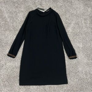 NWT ESPRIT Black Full Sleeve Beaded Cuff Black Mini Cocktail Dress Women’s US 10